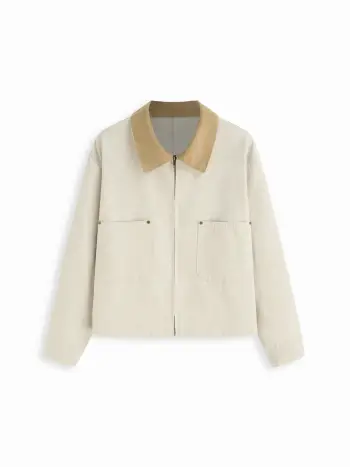 Cotton-blend Collar Long Sleeves Jacket